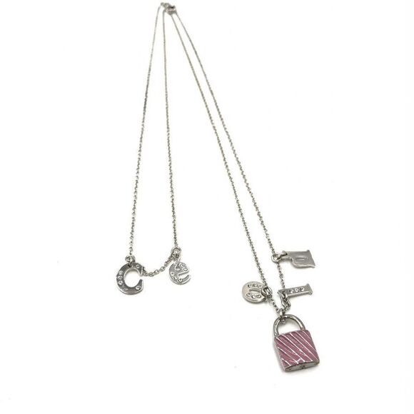 Chole Silver Double Layered Charm Necklace with Rhinestones - Picture 8 of 11